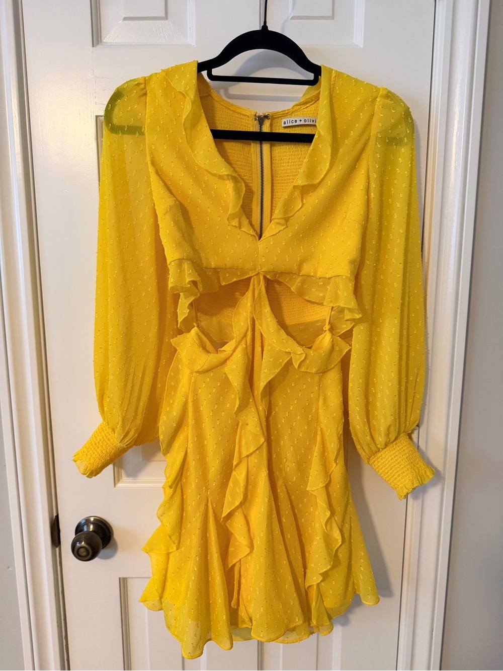 Alice + Olivia Bright Yellow Ruffled Mini Dress